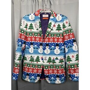 Opposuits Christmas Blazer Youth XL 14-16Y Ugly Holiday Jacket Snowman Tree Fun